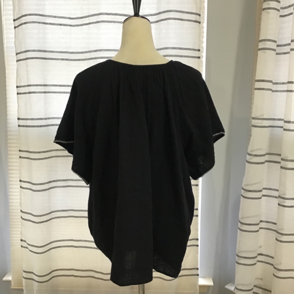 NWT Old Navy Women Size 3X Black Flutter Sleeve Embroidered Swing Blouse Boho - Picture 8 of 13